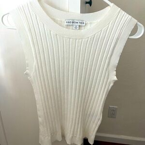 Macy’s brand white sleeveless shell knit top, never worn, XS
